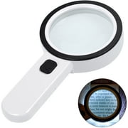 Magnifying Glass with Light, 30X Handheld Large Magnifying Glass 12 LED Illuminated Lighted Magnifier(White)